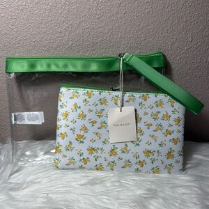 Primark White and Green floral Cosmetic travel Bags